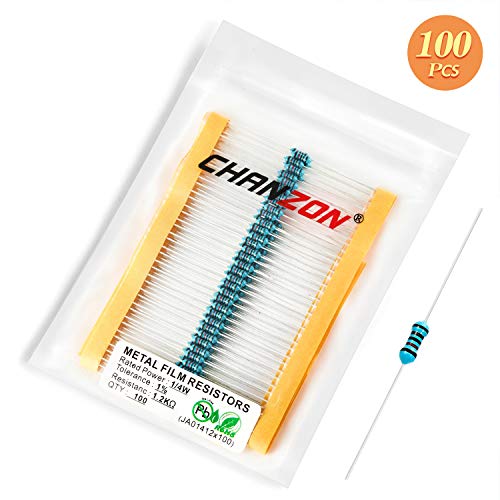 Chanzon 100pcs 1/4W (0.25W) 1.2K Ω ohm Metal Film Fixed Resistor - size: [1-4ZC05] 1.2K ohm