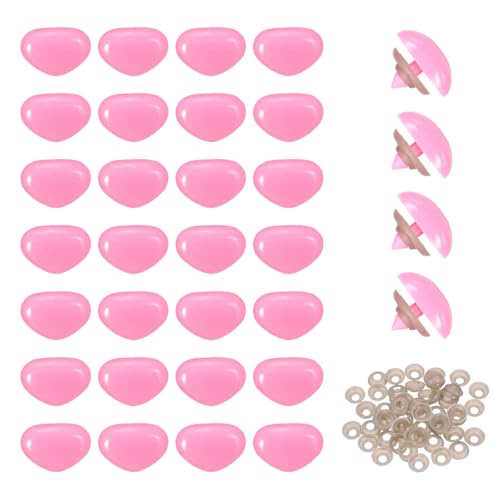 MECCANIXITY 50set 22mm Large Plastic Triangle Safety Noses Pink with Washer for Crochet Stuffed Animal Doll Craft Puppet Plush Toy Bear - color: Pink, size: 22mm