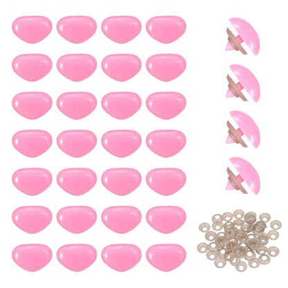 MECCANIXITY 50set 22mm Large Plastic Triangle Safety Noses Pink with Washer for Crochet Stuffed Animal Doll Craft Puppet Plush Toy Bear - color: Pink, size: 22mm