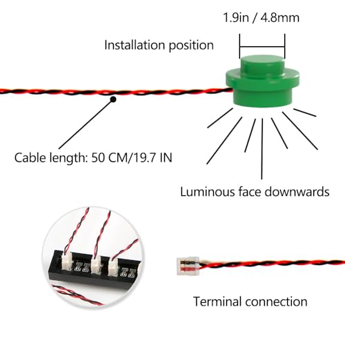 14PCS Building LED Lights 1X1 Circular Dot Compatible with LEGO(Green) - color: Green Light
