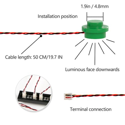 14PCS Building LED Lights 1X1 Circular Dot Compatible with LEGO(Green) - color: Green Light