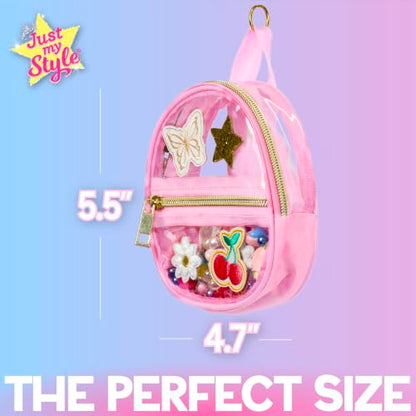 Just My Style Mini Backpack Keychains, Customize Key Chains & Clip to Anything, Includes Adhesive Patches, Bag Charms & Beads for Bracelet Making, Custom Bag Clip Bracelet Craft, Great Gifts for Girls - color: Mini Keychains