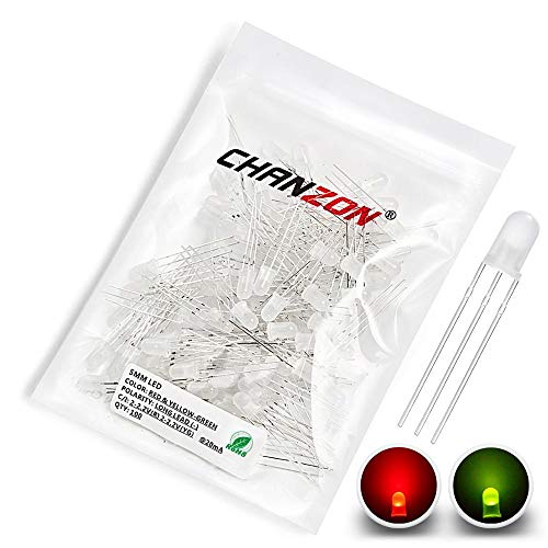 CHANZON 100 pcs 5mm Red & Yellow-Green Diffused LED Lights Common Cathode - color: D) Red & Yellow-green (Cc) (100pcs)