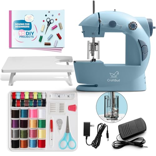 CraftBud Mini Sewing Machine for Beginners, Adults and Kids Sewing Machine - color: Blue, size: Basic Set