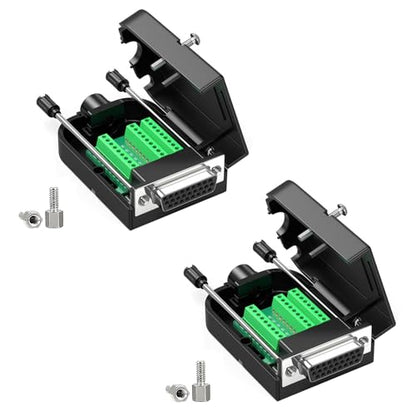 2Pcs DB26 Female Solderless Connector 3Row 26Pin Serial Terminal Adapter - style: Female