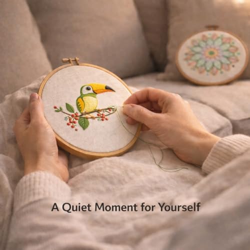BUZZCRAFT Embroidery Starter Kit for Beginners & Adults, Learn 30+ Stitches, 10 Pre-Printed Practice Patterns, Hand Embroidery Kit with Hoop, Needles, Floss & Instruction Book, DIY Sewing Craft Kit