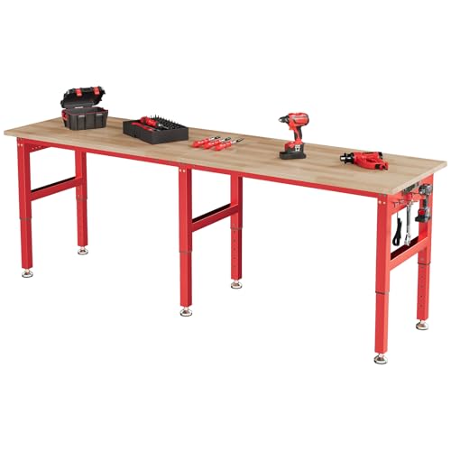 SPECRAFT 96-Inch Red Adjustable Heavy-Duty Workbench - color: Red, size: Standard/96"x24"