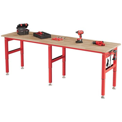 SPECRAFT 96-Inch Red Adjustable Heavy-Duty Workbench - color: Red, size: Standard/96"x24"