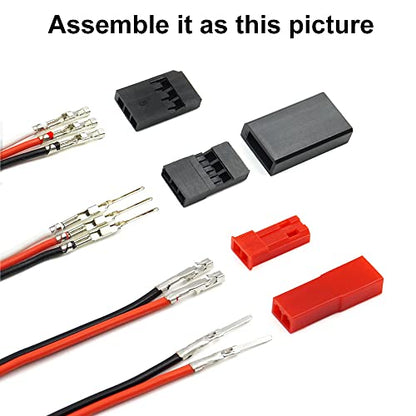 55 Sets Servo Plug Male Female Connector Crimp Pin Cable Kit with Crimping Tool Compatible JST SYP Futaba for Hitec Spektrum RC