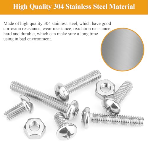 57 Pieces 1/4-20 x 1/2", 3/4", 1", 1-1/4", 1-1/2", Phillips Pan Head Machine Screws Nuts Assortment Kit - size: 1/4"-20, style: Phillips Pan Head