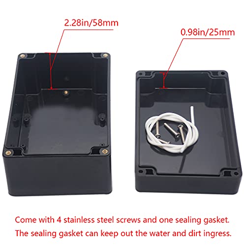 Junction Box IP65 Waterproof ABS Plastic Electrical Project Case Power Junction Boxes, Project Box with 4 PCS M16 Cable Glands 6.3x4.33x3.54 inch (160 x 110 x90 mm) - color: Black, size: 6.30"x4.33"x3.54"