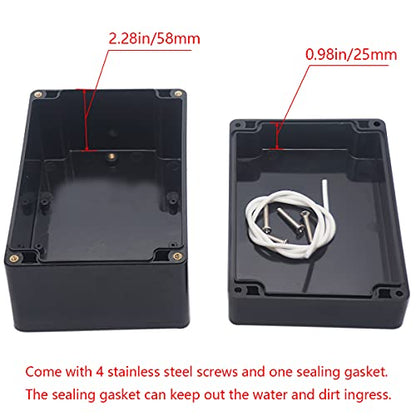 Junction Box IP65 Waterproof ABS Plastic Electrical Project Case Power Junction Boxes, Project Box with 4 PCS M16 Cable Glands 6.3x4.33x3.54 inch (160 x 110 x90 mm) - color: Black, size: 6.30"x4.33"x3.54"