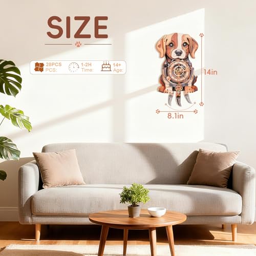 3D Wooden Puzzles for Adults, Beagle Clock Mechanical Model Kits - color: Beagle