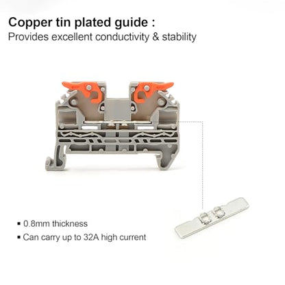 50Pcs KV2.5 Terminal Blocks, 28-12 AWG - color: Grey, size: 50 Pcs