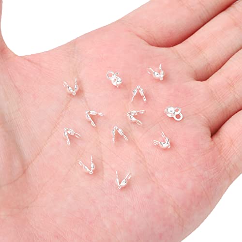 BEADIA Silver Plated End Caps Non Tarnish 3x6mm 200pcs for Jewelry Making Findings - color: End Caps Silver, size: 3x6mm