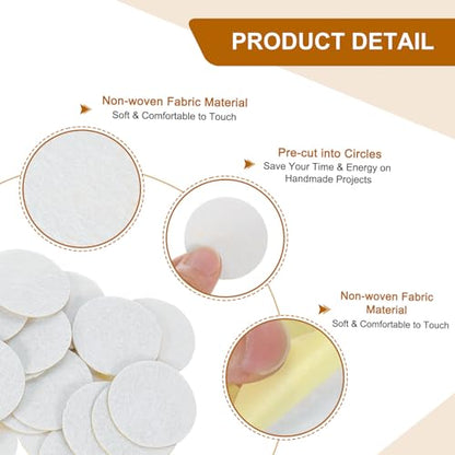 uxcell 80Pcs Round Felt Circles, 38mm (1-1/2") White Non-Woven Felt Fabric Sticker Self-Adhesive Felt Pads Pre Cut Felt Pads for Sewing Costume Handcraft Cut Crafts DIY Projects - color: White, size: 38mm