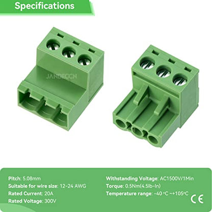 20 Sets 3 Pin 5.08mm PCB Screw Terminal Block Phoenix Connectors - size: 3P