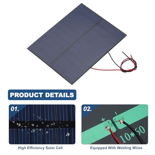MECCANIXITY 5 Pcs 5V 1.15W 230mA Mini Solar Panels, Small Polycrystalline Solar Cell Panel with 2 Cable for DIY Electric Toy Materials Kits Charger, 100.8mm x 82.5mm - style: 5V 1.15W 230mA