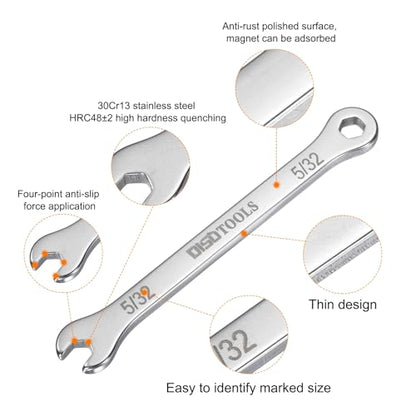 HARFINGTON 5/32" Thin Combination Wrench Stainless Steel Spanner - size: 5/32"