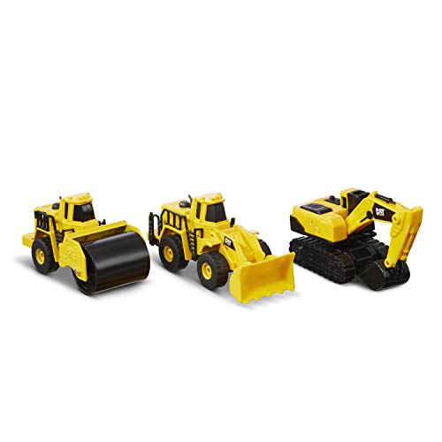 CAT Construction Toys CAT Construction Die Cast Metal 3 Pack Vehicles - Steam Roller/Excavator/Wheel Loader for Ages 3+ - style: Steam Roller, Excavator, Wheel Loader