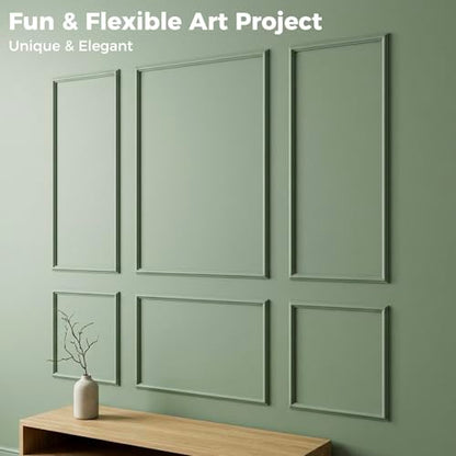 Teabelle Pre-Cut Wall Molding Kit, 6 Pcs Wainscoting Panels - color: White-01