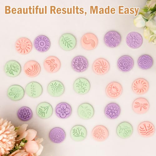 30 Pcs Polymer Clay Stamps Set, Boho Mandala Floral Leaf Patterns