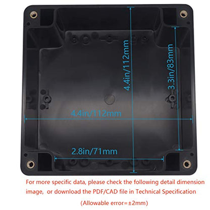 Junction Box, Zulkit Project Box IP65 Waterproof Outdoor Box ABS Plastic Electrical Boxes Electronic Enclosure Black4.7 x 4.7 x 3.5 inch(120 x 120 x 90 mm)(Pack of 2) - size: 4.7" x 4.7" x 3.5"(Pack of 2)