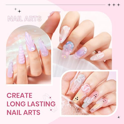 3d Sculpting Gel for Nail Art, Non-Stick Hand Solid Builder Gel - color: Clear&Mikly White&Aurora Pink