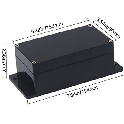 Junction Box IP65 Waterproof ABS Plastic Electrical Project Case Power Junction Boxes, Project Box with Fixed Ear Black 6.22x3.54x2.36 inch (158 x 90 x60 mm) - color: Fixed Ear Design, size: 6.22"x3.54"x2.36"