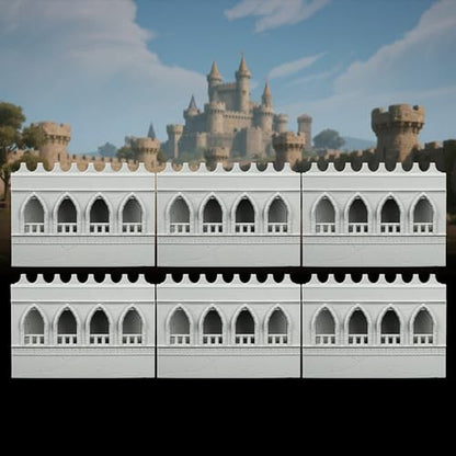 AUSPDICE DND Terrain 25mm Unpainted Medieval City Walls, 6-Piece RPG Set - color: Af1104 E City Walls 1