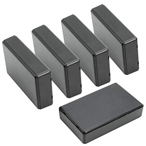 LeMotech Project Box, 5 Pieces ABS Electrical Box Small Junction Box for Electronics PCB Case,Electronic Hobby Box Black, Outside Size 3.6 x 2.3 x 0.9 inch (92 x 58 x 23 mm) - size: 3.6" x 2.3" x 0.9"(5pc)