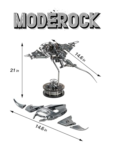 Robotic Manta Ray Metal Model, Electric Bionic Swimming Motion, Creative Art Display Sculpture, Trendy Collectible Toy Gift for Adults, Birthday Christmas Desk Decor (Silver) - color: Silver