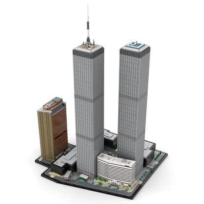 Aetheria World Trade Center Twin Towers Architecture Landmark Building Bricks, 1/800 Modular New York City Street House Building Construction for Adult, Designed by SPBrix - 7121 Pieces