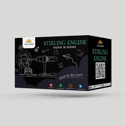 Sunnytech Hot Air Stirling Engine Motor Model Educational Toy Electricity Generator Colorful LED (SC001) - style: SC001