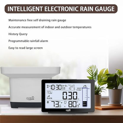Wireless Rain Gauge Outdoor, Digital Rain Gauge Outdoors Best Rated with Thermometer,Accurate Self-Emptying Rain Measure Gauge for Garden,Remote Electronic Rain Meter,Freeze Proof Rainfall Measurer - color: Digital Wireless Rain Gauge
