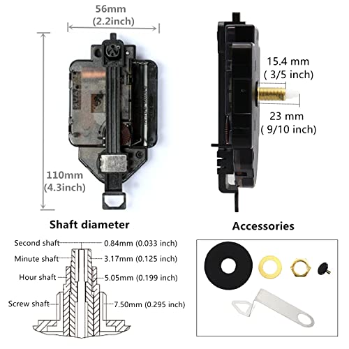 Youngtown Pendulum Clock Movement Replacement Kit with Pendulum 9/10" Shaft - size: 9/10 inch total shaft length