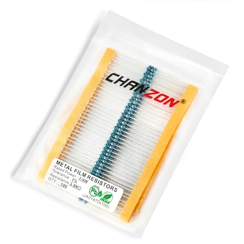 Chanzon 100pcs 1/4W (0.25W) 3.9K Ω ohm Metal Film Fixed Resistor - size: [1-4ZC09] 3.9K ohm