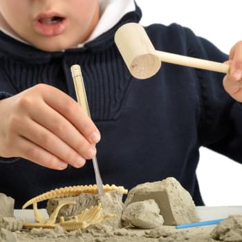 1 Set Dinosaur Dig Tools Kit: Archaeological Excavation Tool Set with Mini Hammer Chisel Brush Scraper Kit - size: 12.50X6.20X1.50CM