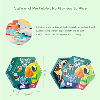 TOI Large Piece Toddler Puzzles for 2-4, Beginner Puzzles - Forest Birds - style: Forest Birds
