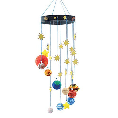 STEM Learning Fun with 3D Solar System Kit: Complete DIY Mobile Hanging Model, 27-Inch Long with 9 Foam Planets & Sun, 3D Solar System with Paintable Planets, Glow in the Dark Paint, Easy Instructions