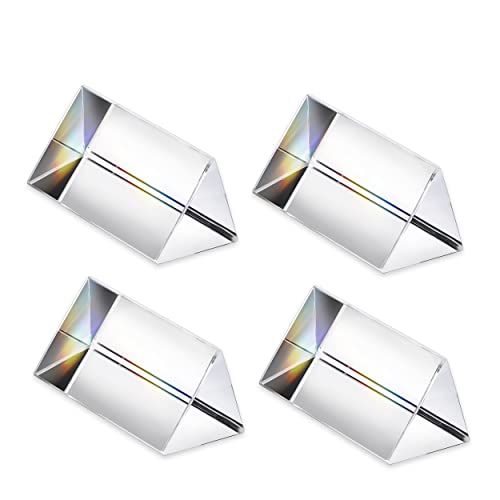QFkris 4pcs Clear K9 Crystal Triangular Prism for Photo Rainbow Lights - color: 4-packs