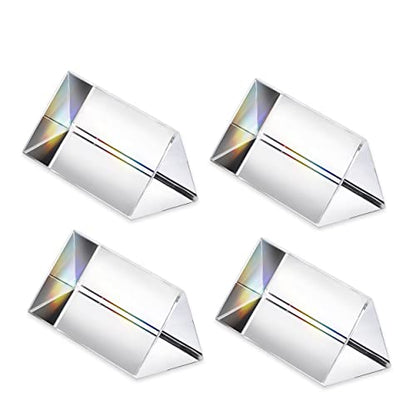 QFkris 4pcs Clear K9 Crystal Triangular Prism for Photo Rainbow Lights - color: 4-packs