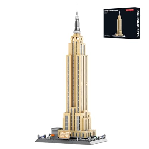 CAXIMSY Empire State Architecture Model Building Block Set for Adults New York's World Famous Landmark Architectural Toys Gift Kids and 1570 Pieces - color: Beige