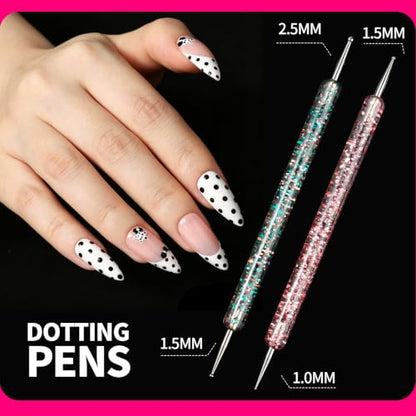 FANDAMEI Nail Art Kit, 3D Sculpting Gel for Nail Art with 6 PCS Nail Art Brushes, Gold Silver White Nail Chrome Powder&3D Nail Charms for Bedazzling, nail supplies Kit for 3D Nail Art Nail Designs