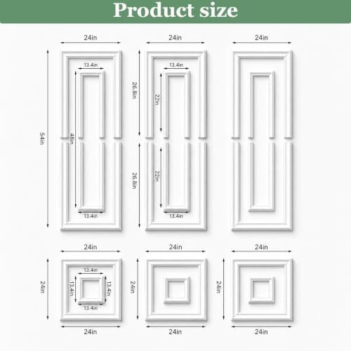 Peel and Stick Wall Molding Kit, Pre Cut Bilinear Frame Wainscoting Panel - color: 24"x54"+13.5"x44"