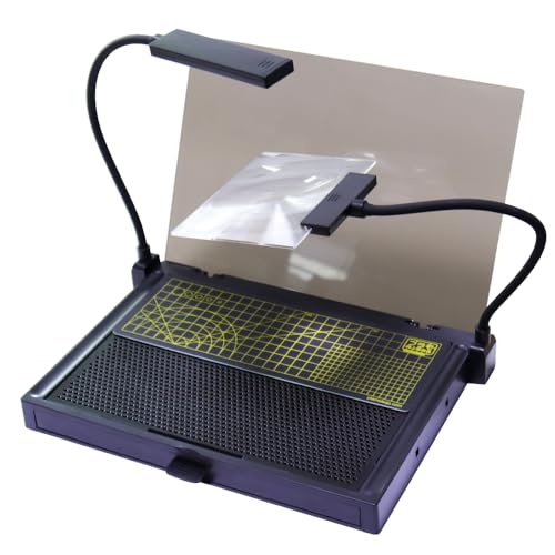 Model Building Kit, Portable Workbench for Cutting and Assembly, Model Kit Tools with LED Lights, Magnifiers, Plastic Storage Drawers, Pliers Holder, Gridded Adhesive Cut Mats, Display Panel - size: PMKJ019