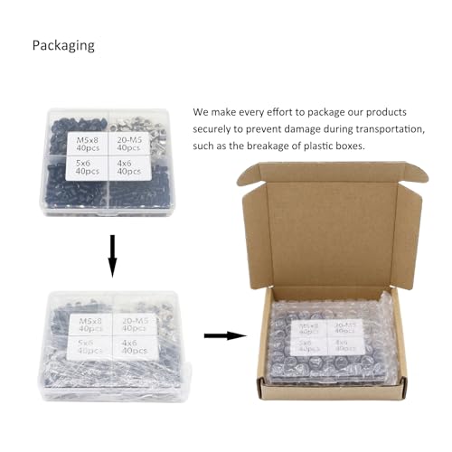 160Pcs 2020 Aluminum Extrusion M5 T Slot Nuts and Bolts Screws 20 Series Extruded Hardware Drop in T Nut and Set Screw for 20/20 80 20 2040 T V Slot Black Aluminum Profile Accessories - style: 20 Series Type D
