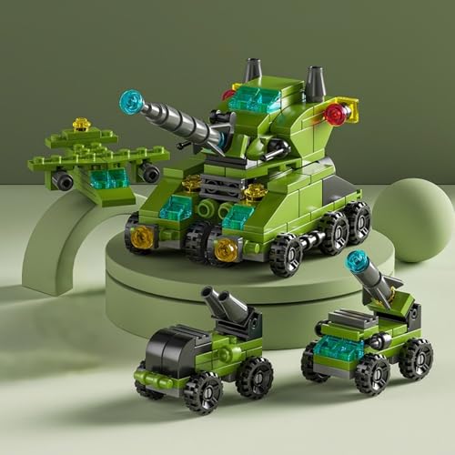 138-Piece Military Building Blocks Set – Army Tank Vehicle Toy with 7 in 1 Transformable Models, STEM Construction Kit for Kids Ages 6-12, Combat Play & Collector’s Display - color: Army Tank