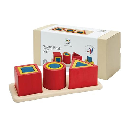 PlanToys® Nesting Puzzle Wooden Toy Set for Kids Ages 3+ Montessori Gift - color: Nesting Puzzle