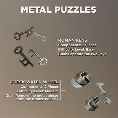 Project Genius True Genius CURATED Collection – Variety Pack, Assembly Puzzle, Disassembly Puzzle, Brain teasers, Adult Puzzle, Wooden and Metal Brain Teasers